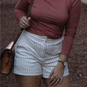 Ann Taylor pinstripe black and white shorts